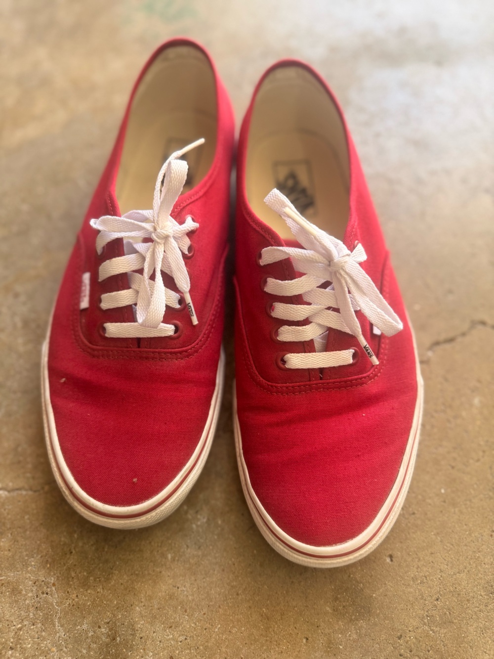 Vans Mens Red Canvas Low-Top Sneakers with White Laces